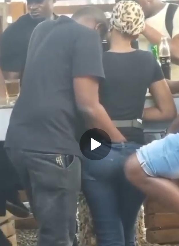 Bar man fingering customer in public