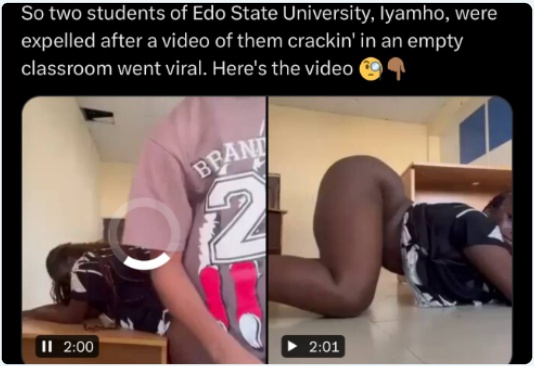 So two students of Edo was caught in an act & was expelled